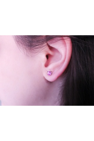 Sirius Pembe Safir Tektaş Küpe 0823E0052