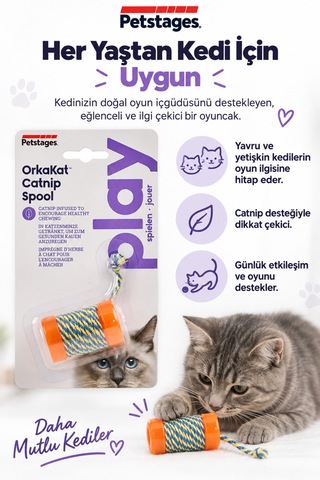 Petstages Orkakat Catnip Spool Catnipli Kedi Oyuncağı - Dayanıklı Ve Güvenli
