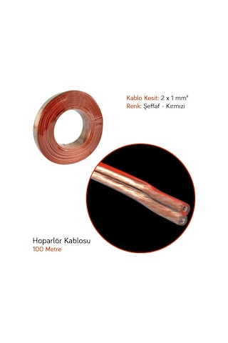 Kgn Hoparlör Kablo 2x1 100 Mt Bitişik Şeffaf-kırmızı 1203012