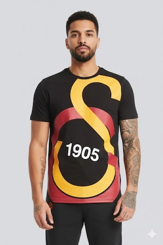 Gsstore Galatasaray Lisanslı Büyük Logolu T-shirt Bayrak Hediyeli Siyah