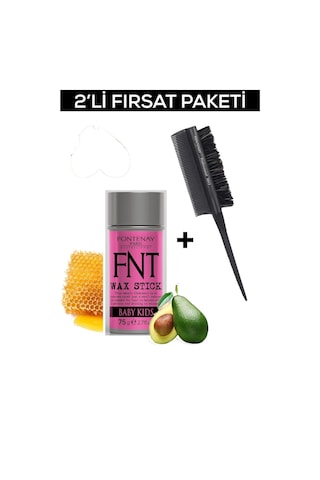 Fontenay Hair Wax Stick 75gr For Kids + Profesyonel Topuz Krepe Şiş Tarak 3043 2'li Set