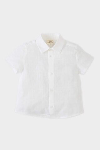 DeFacto Erkek Bebek Flamlı Poplin Kısa Kollu Gömlek E7749A525SMWT32 Beyaz