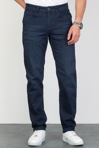 HLT Jeans Koyu Mavi Erkek Regular Fit Rahat Kesim Esnek Likralı Denim Jeans Kot Pantolon 001