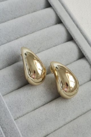 Kadın Küpe Kararmaz 14k Renk Vip Seri Marka Model 3cm Küpe Altın