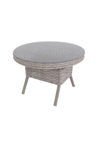 Spark Nova 110 Cm Rattan Yuvarlak Minderli Bahçe Masa Takımı Gri