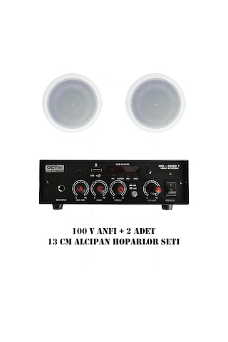 100v Anfi Ve 2 Adet 13 Cm Alçıpan Tavan Hoparlör Seti