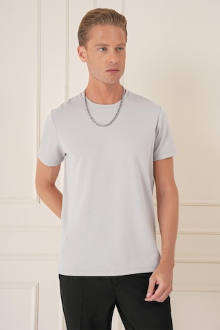 Efor Comfort Fit Bisiklet Yaka Esnek Pamuk Casual Gri Tişört Ts 885 Gri