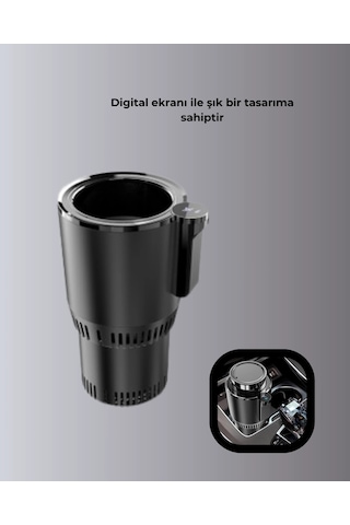 Ceylan Adam Araç İçi Akıllı Bardaklık Isıtıcı Soğutucu Dijital Ekranlı Çok Renkli