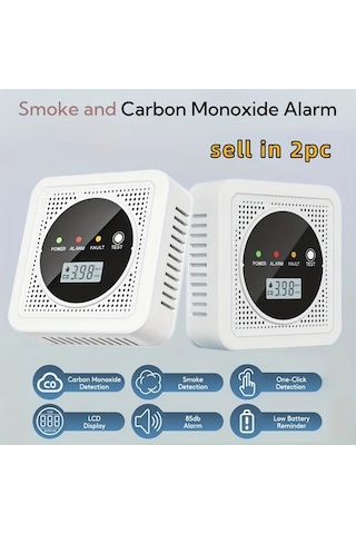Willowhaven 2 Adet Duman Ve Karbonmonoksit Dedektörü Pil İle Çalışan Dijital Ekranlı Çift Sensörlü