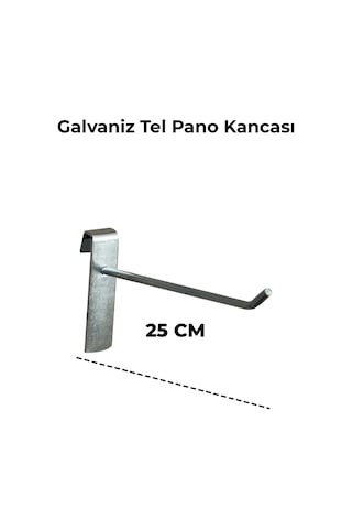 25 Cm 100 Adet Tel Pano Kancası Raf Askısı Galvaniz
