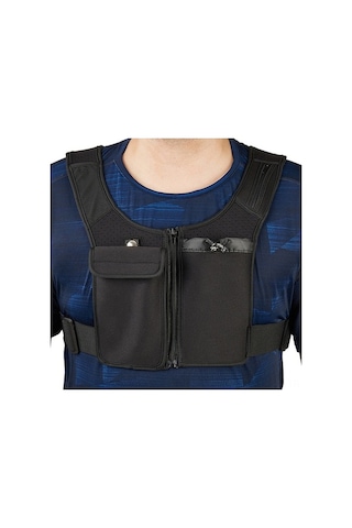 Novahub Erkekler İçin Su Geçirmez Koşu Göğüs Çantası - Ayarlanabilir Korse Ve Çift Cep Siyah Siyah