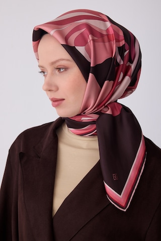 Çiçek Desen İpek Twill Eşarp - 2026 İlkbahar-yaz T 4303 Kahverengi