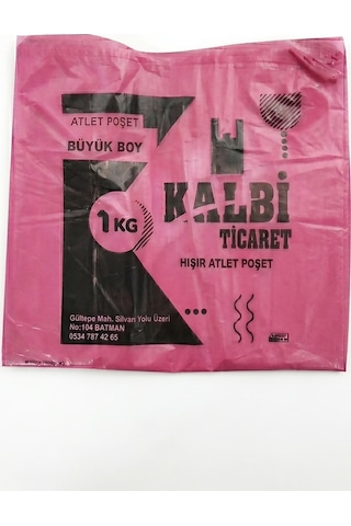 Kalın Pembe Poşet Büyük Boy Hışır Atlet Poşet 1 KG