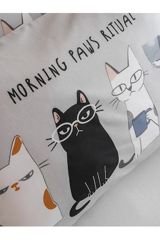 Karışık Kedi Baskılı Pamuklu Yastık Kılıfı 2'li 50x70 Cm Çok Renkli