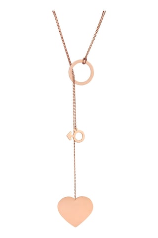 Kuyumcudukkani Halka İçinden Geçen"kalp Figürlü Zincirli Şal"kolye-37175-r Rose Gold