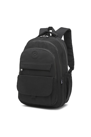 Büyük Boy Laptop Bölmeli Çok Cepli Su Geçirmez Krınkıl Kumaş Çanta Siyah