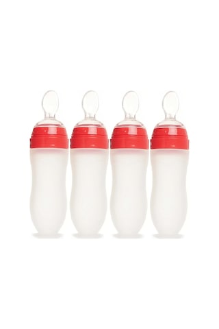 Bebedor Silikon Kaşıklı Biberon 120ml +6 Ay Şeffaf Kod:7509 4 Lü