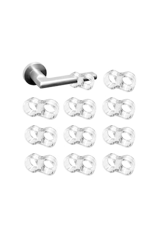 Geeroyoo 10 Adet Şeffaf Kapı Tutamacı Koruyucu - Duvar Koruma, Ses Yalıtımı, Kolay Montaj 111 Karakter