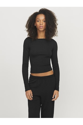 Jack & Jones Kadın Simli Kumaş Crop Top - Sigga Black