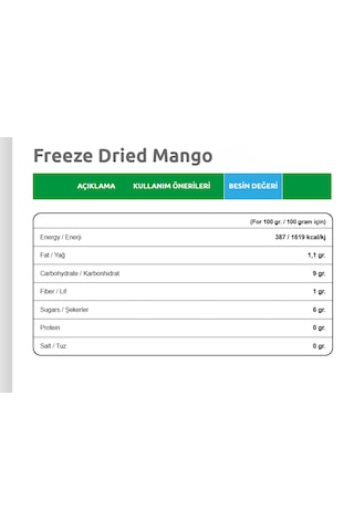 Freezeva Dondurularak Kurutulmuş Mango 15 Gr Freeze Dried Mango- Mango Kuru Meyve Cipsi 15 G