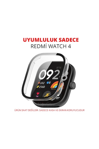 Novstrap Xiaomi Redmi Watch 4 İle Uyumlu Ekran Koruyucu Temperli Cam Ve Kasa Koruyucu Kılıf Sert Pc