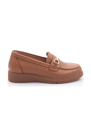 Dgn 3001-2 Kadin Aksesuarli Loafer Ayakkabi Taba Floater