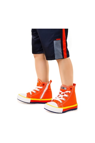 Kiko Kids Tinna Bağcıklı Erkek Bebek Boğazlı Keten Spor Ayakkabı Turuncu