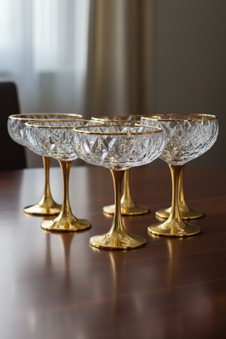 Diamond Metal Ayaklı Sunumluk 6 Lı Gold Altın