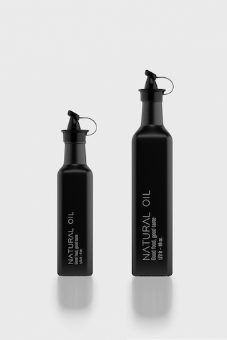 Renga Urla Natural Oil Yazılı 250 Ml Ve 500 Ml 2'li Cam Yağlık Seti 152072 Mat Siyah Siyah