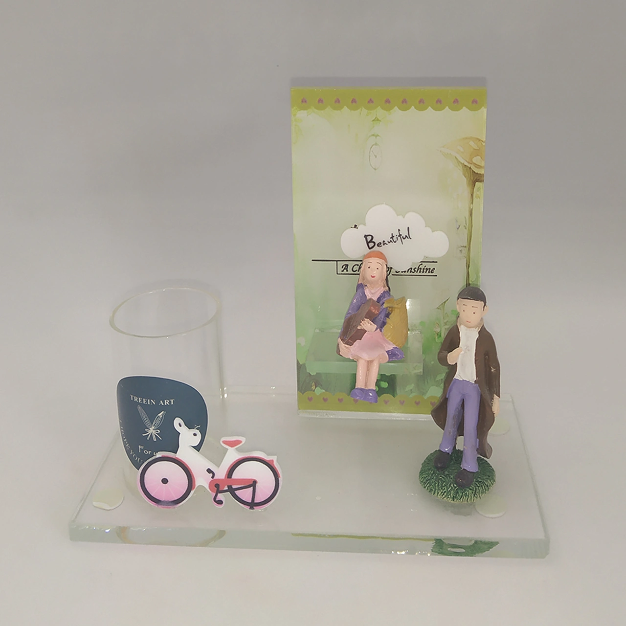 Romantik Kadın Ve Erkek Mini Çiçeklik Dekoratif Biblo Renkli