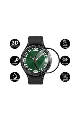 Polham Samsung Galaxy Uyumlu Watch 6 47 mm Ful Kaplama Ultra Dayanıklı Akıllı Saat Koruyucu, Parmak İzi Bırakmaz