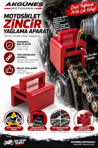 Motosiklet Zincir Yağlama Aparatı Evrensel Uyumlu, Tüm Zincirlere Uygun Zincir Yağlama Aleti 1