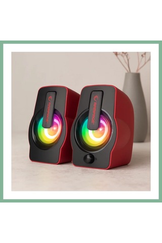 Bşkvirgo 2.0 Usb Rgb Işıklı Kırmızı Multimedya Hoparlör Seti 1+1, 12w Bsk2026