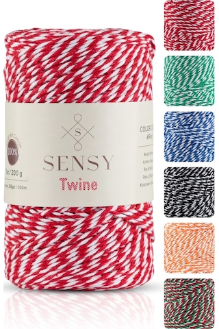 Premium 200 Metre 200 G Kırmızı Beyaz Paket Ip Hediye Paketleme Ipi Marteniçka Ipi Twine Baker