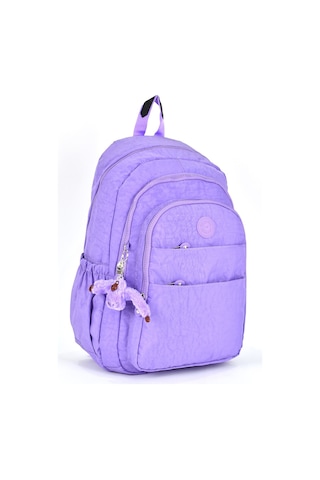 Elatae Su Geçirmez Krinkıl Kumaş Ortopedik Çok Gözlü Okul Sırt Çantası Lila 1625