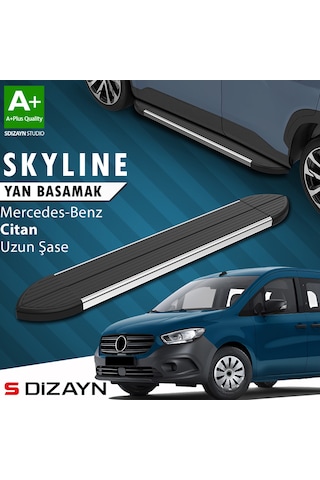 S-dizayn Mercedes Citan Uzun Şase Skyline Krom Yan Basamak 223 Cm 2012-2021 A+ Kalite