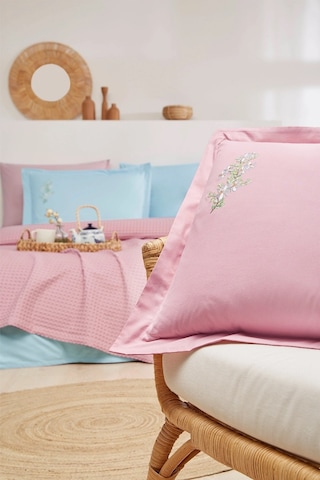 Özdilek Rf Waffle -pembe Mavi- Tek Kişilik Nakışlı Pike Takımı