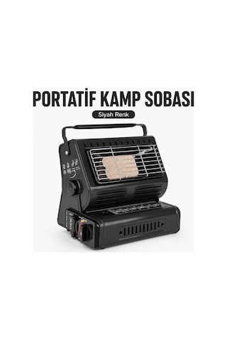 Senbang Portatif Kamp Sobası Ve Ocağı Siyah Kartuşlu Taşınabilir Isıtıcı Ocak, Kendinden Çakmaklı