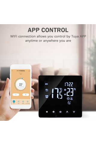 Xindoker Beyaz Wifi Akıllı Isıtma Termostati - Lcd Dokunmatik Ekran, Haftalık Programlama, App Kontrol, 16a, Doğru Sıcaklık Regülasyonu