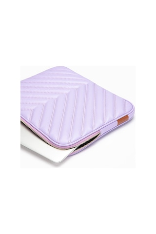 Omuz Askılı Notebook Çanta Tablet Laptop Kılıfı 13"-14" V Model Deri Lila