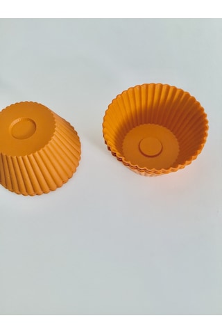 Bybirgül Turuncu 12 li  silikon mini kek kalıbı, browni kalıbı ,m