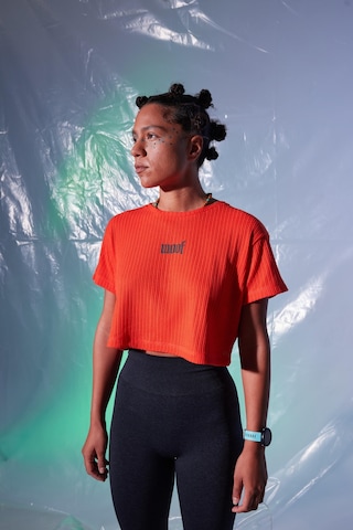 Woof Baskı Crop Top (Turuncu) Turuncu