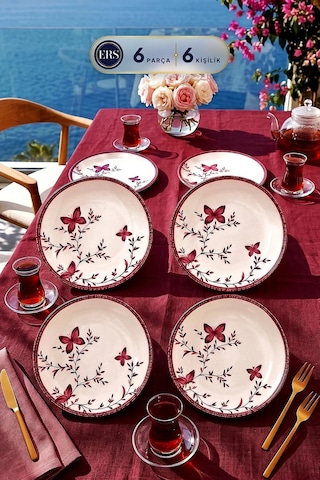 Verna Pembe 6'lı Pasta Tabağı Seti 20 Cm