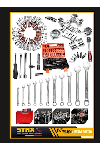 Staxx Cr-v 53 Parça Lokma Takımı Seti + 12 Parça Kombine Anahtar