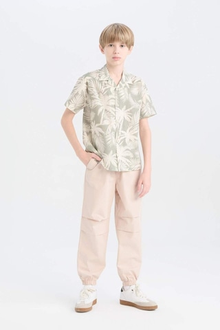 DeFacto Erkek Çocuk Oversize Geniş Kalıp Polo Yaka Palmiye Desenli Kısa Kollu Gömlek D7780A825SMGN497