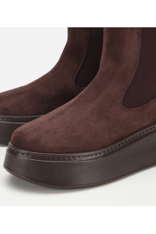 Hotiç Kadın Süet Deri Kahverengi Lastik Detaylı Kalın Tabanlı Düz Bot 01boh317830a480 01boh317830a480 Kahverengi
