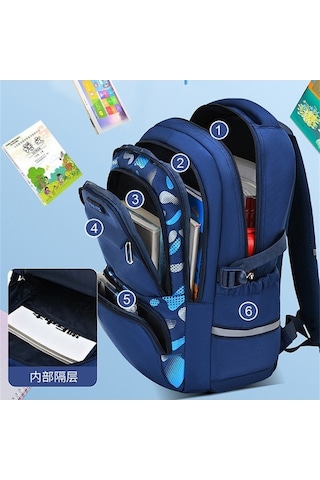 Aubyhe Erkek Çocuk Sırt Çantası 4-9 Yaş, Hafif Kullanıma Uygun, 46x31x16 Cm Büyük Boy, Mavi Sarı Rengi Mavi