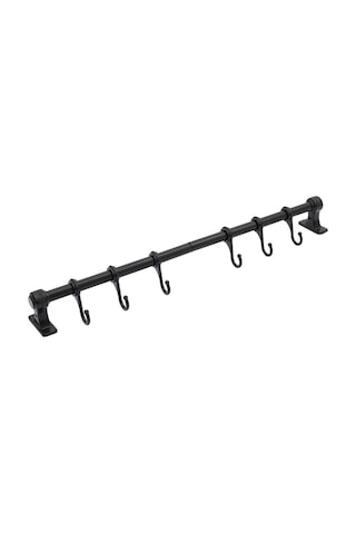 Duvara Monte Edilen 6 Kancalı Fincan Ve Kaşık Askısı Siyah 50cm Metal Gri Diğer