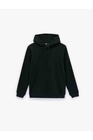 Koton Şardonlu Uzun Kollu Basic Kapşonlu Sweatshirt Yeşil 6wam70015mk Koyu Yeşil