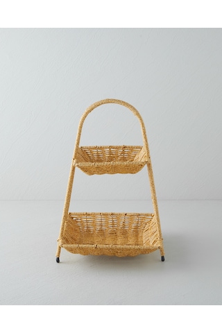 English Home Wicker Plastik Rattan Katlı Servis 26x22x36 Cm Açık Kahverengi Açık Kahverengi